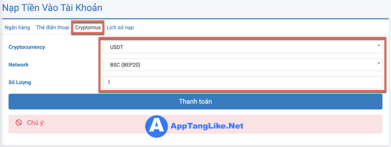 Nạp tiền crypto