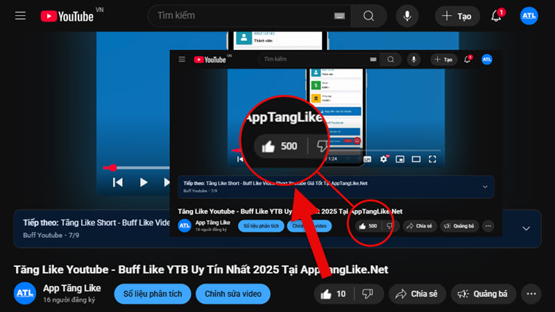 Kết quả trước và sau khi tăng like youtube