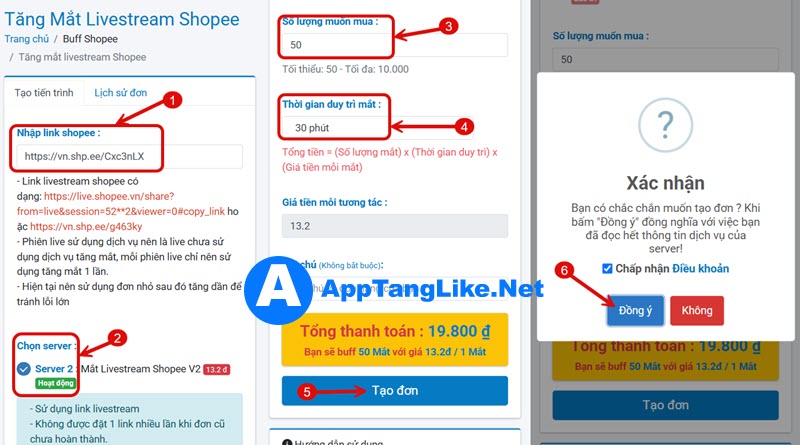 buff mắt live Shopee an toàn