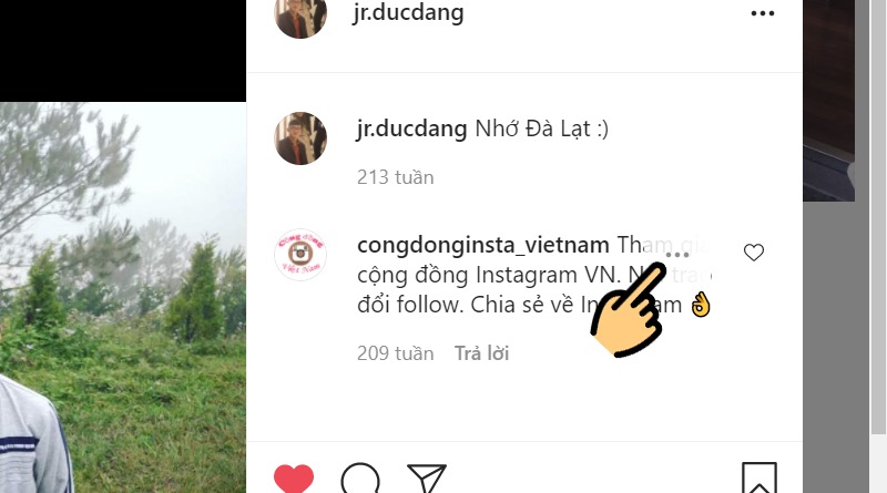 Xóa cmt Instagram
