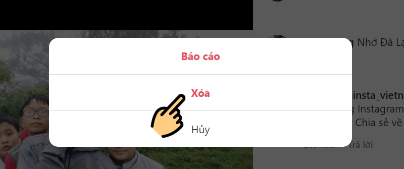 Chọn vào xóa