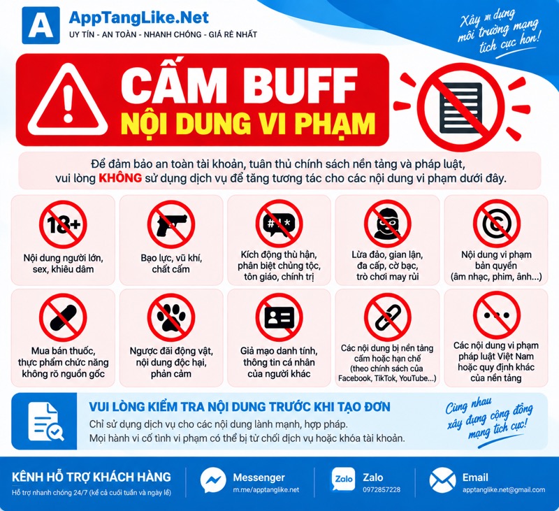 Nghi&ecirc;m cấm nội dung vi phạm